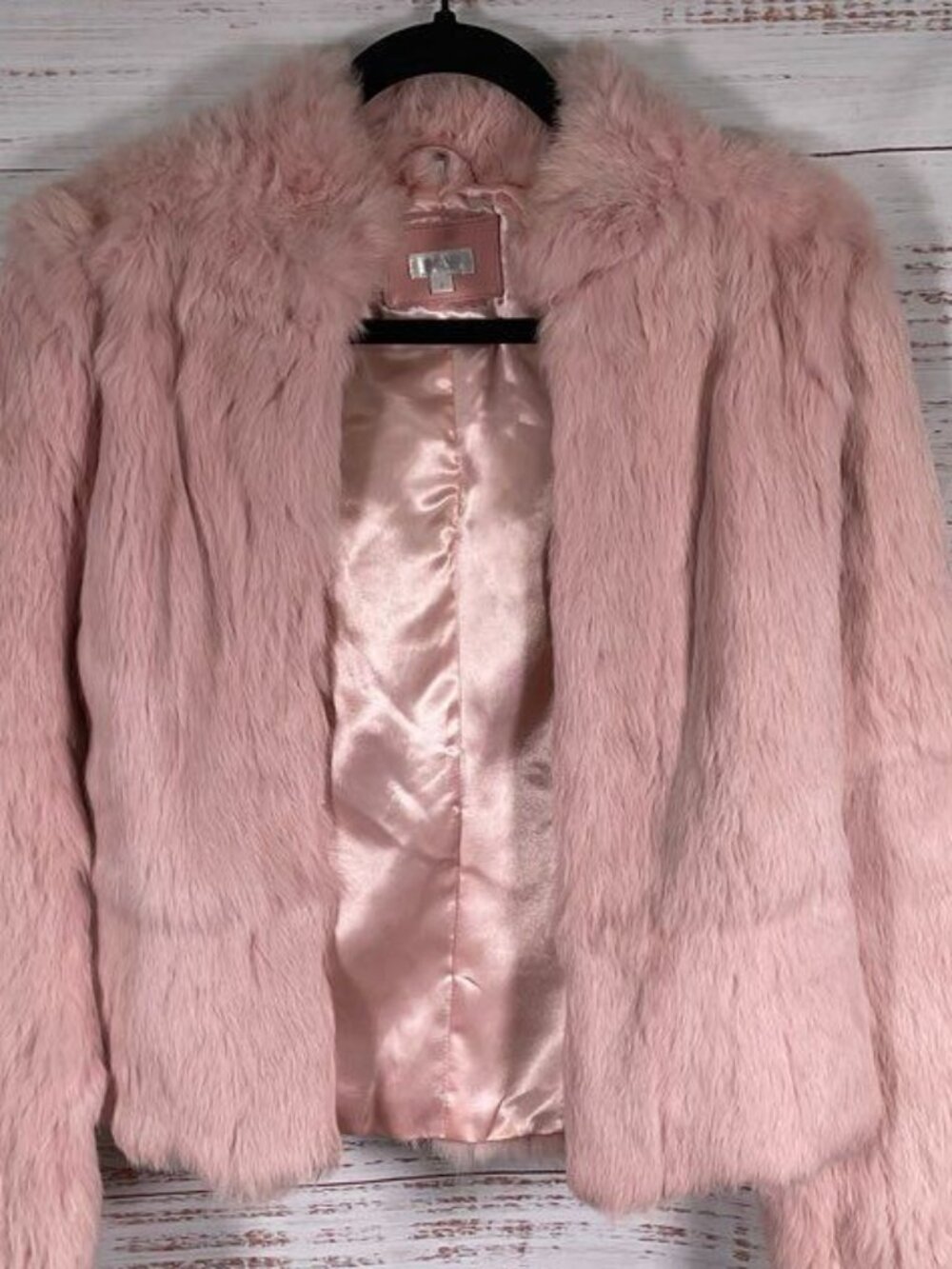 AQUA~Pretty In Pink Rabbit Fur Jacket - Size S